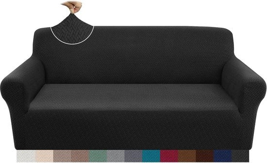Telaio antiscivolo stretch Jacquard per divano 3 posti - 4 stagioni - Universale - Elastico - Per cani, gatti e animali domestici - Nero