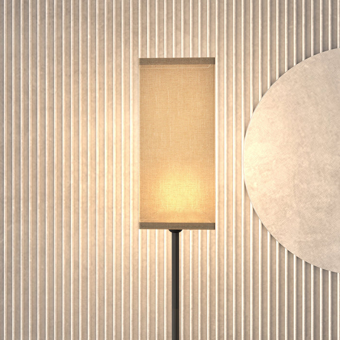 Lampada da Terra 40W con Interruttore a Pedale Ø25x161.5 cm Paralume in Tessuto Effetto Lino Nero e Beige