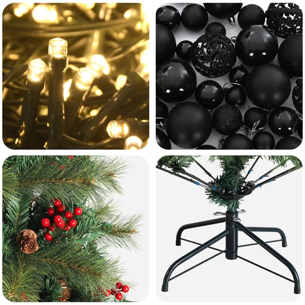Albero di Natale artificiale con palline 180 cm 300 LED 3466430