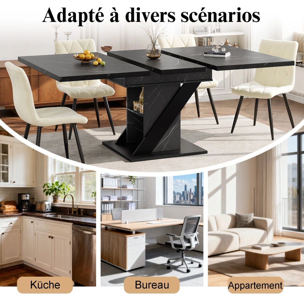 Tavolo da pranzo allungabile con 1 allunga; in MDF e metallo; per cucina e soggiorno; 110 × 80 × 75 cm