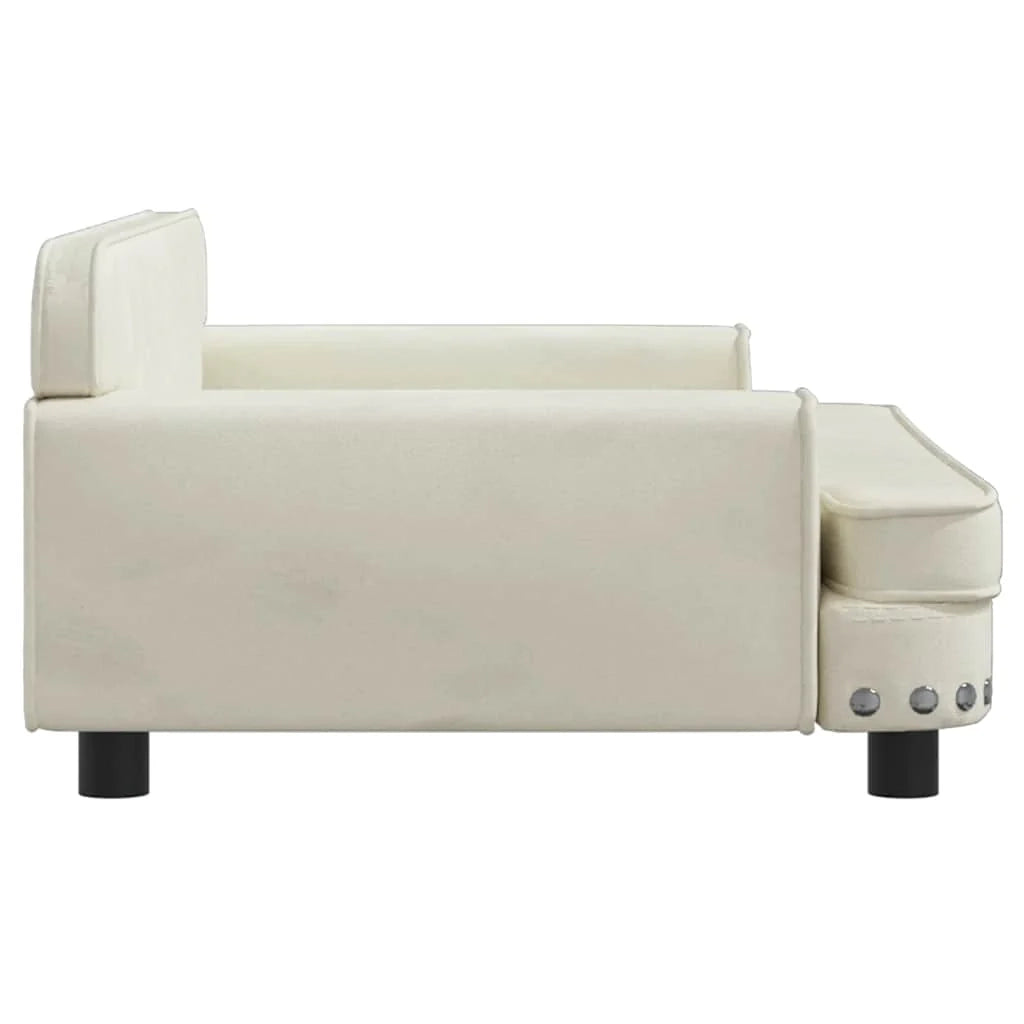 Cuccia per cani a forma di cesto comoda 90 x 53 x 30 cm velluto crema 02_0042996