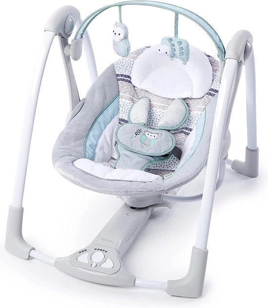 Babyschommel Inclinabile e trasportabile con alimentazione e batterie, riproduce melodie rilassanti, schiaccia su e giù con movimento silenzioso.