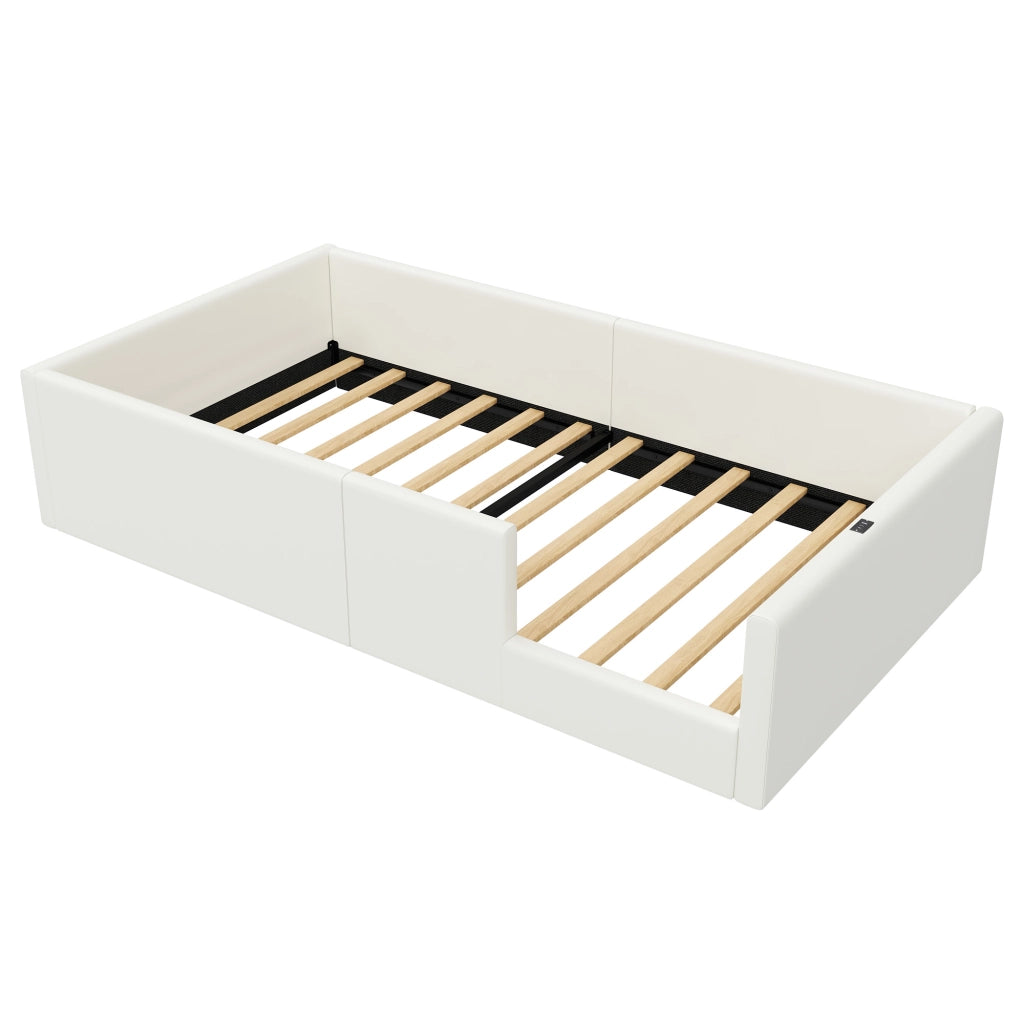 Letto Imbottito con Sponda e Stazione di Ricarica ¨C MINIMAL ¨C Bianco 90x200