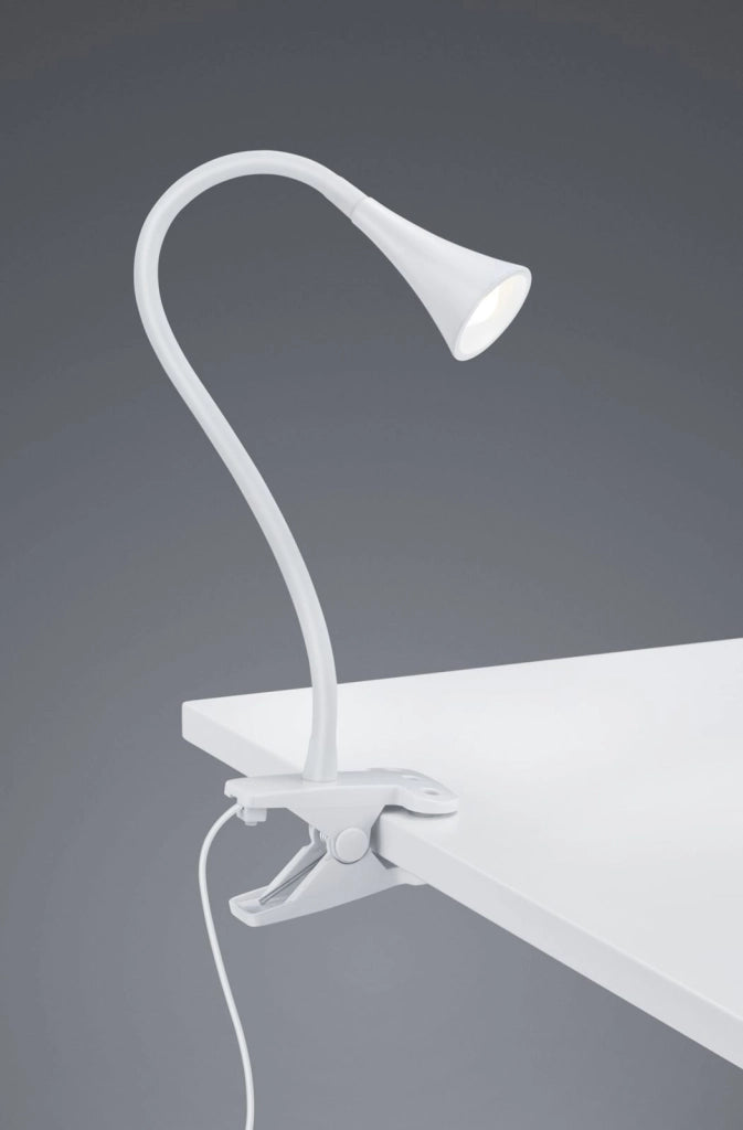 VIPER LAMPADA DA STUDIO LED 3W 400lm, 3000K FLESSIBILE CON PINZA BIANCA H. 35CM