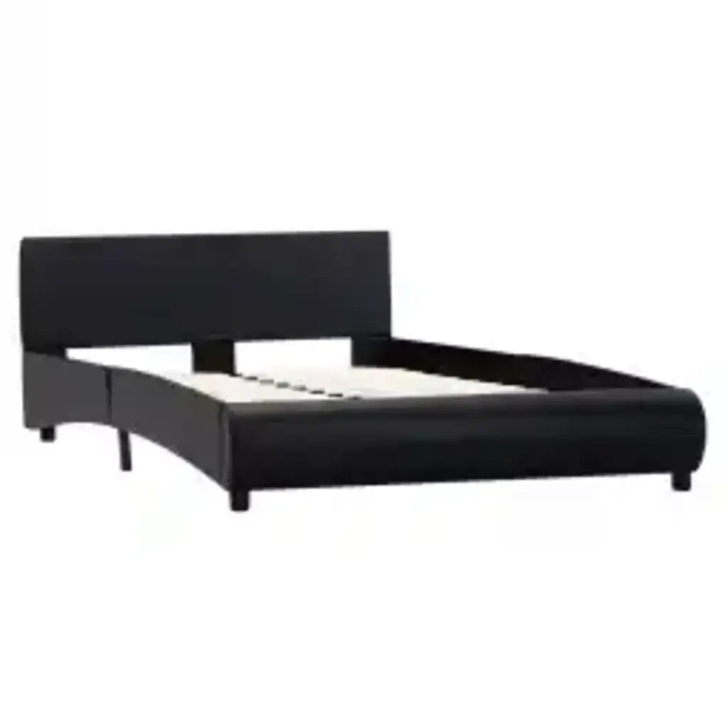 Letto matrimoniale | Letto per adulti | Giroletto con LED Nero in Similpelle 140x200 cm