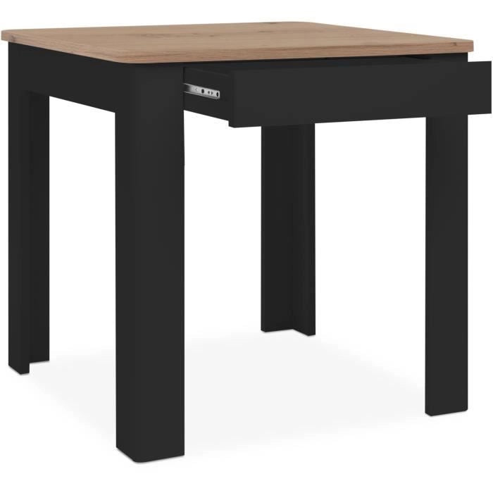 Tavolo OSLO - Rettangolare - 4 persone - 80 x 77 x 80 cm - Nero / Rovere artigianale