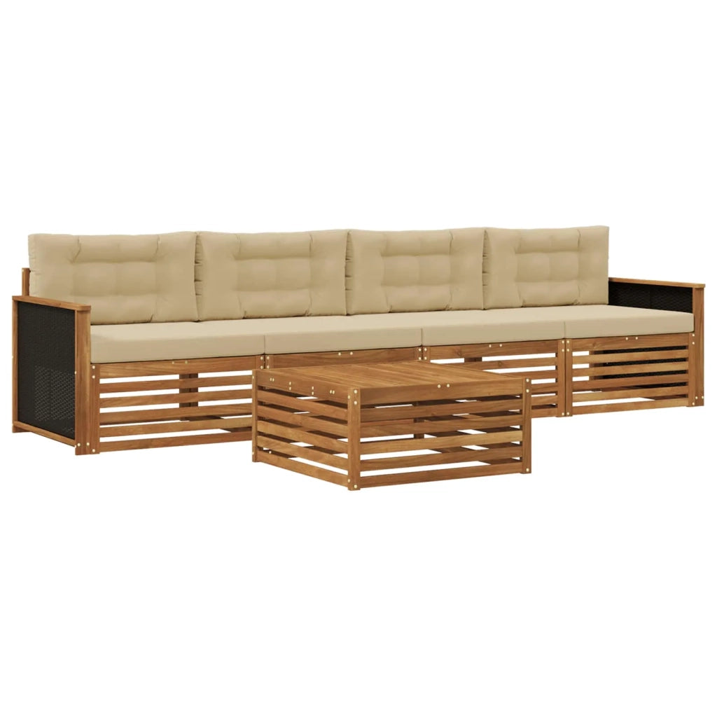 Set di divani da esterno 5 pz Naturale e Beige 3382986