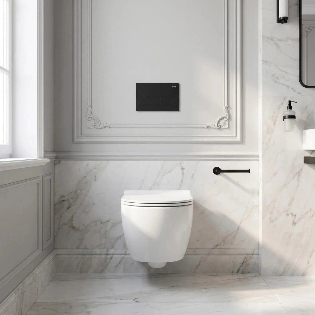 Set Telaio Da Incasso Per Wc Slim 024n Con Pulsante T Black Matt
