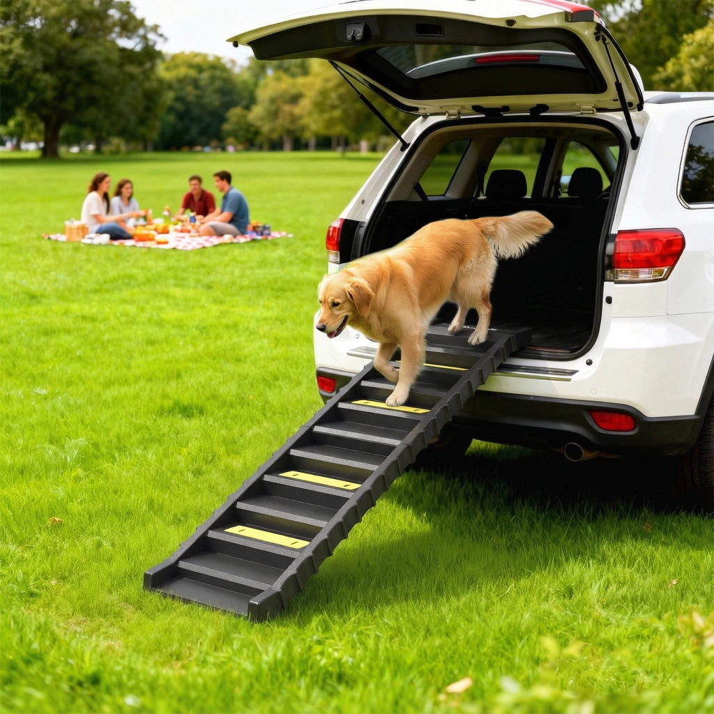 Rampa Pieghevole per Cani 154 cm ¨C Xylo ¨C 10 Gradini Antiscivolo Nero 68 kg