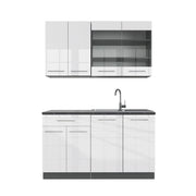 Cucina completa Fame-Line Bianco lucido/Antracite 140 cm, PL Antracite Vicco