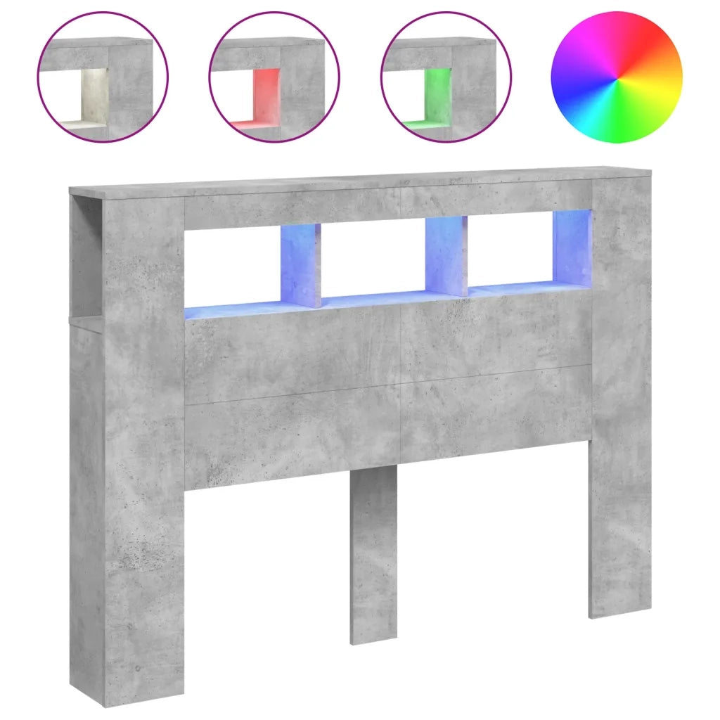 Testiera | Testata LED Grigio Cemento 140x18,5x103,5 cm Legno Multistrato