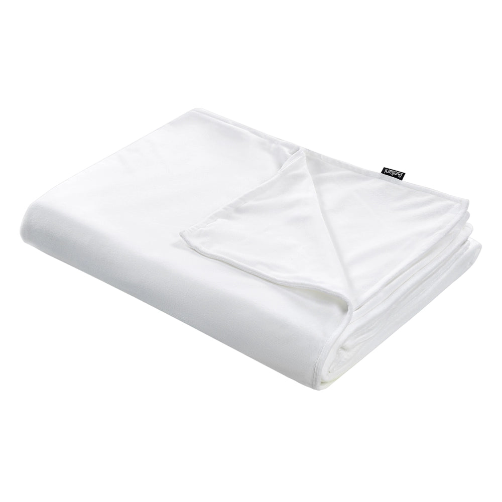 Copripiumino per coperta ponderata Bianco Tessuto poliestere 120 x 180 cm Motivo solido Design moderno Tessile camera da letto