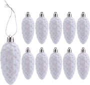 Decorazioni per albero di Natale glitterate bianche con ciliegie per decorazione di Natale - Set da 10 pezzi