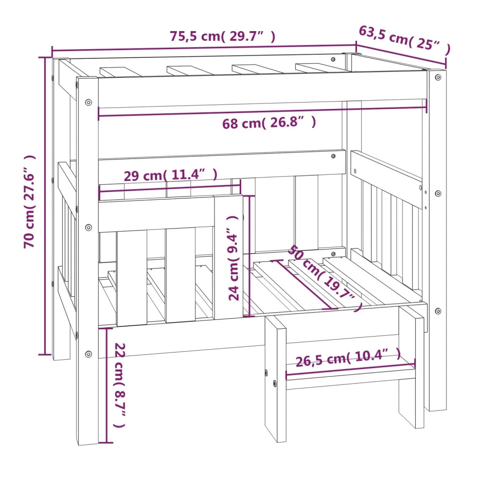 Cuccia per Cani Ambra 75,5x63,5x70 cm in Legno Massello di Pino 822380