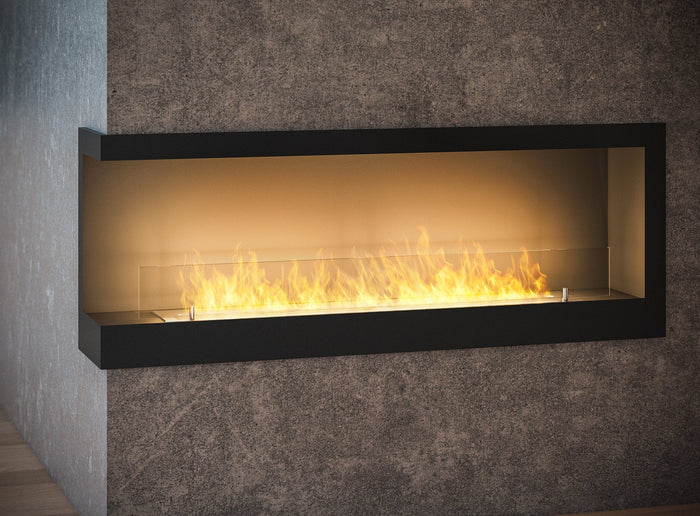 Camino a Bioetanolo da Incasso 120x45 cm Corner 1200 Left Sinistro Nero con Vetro