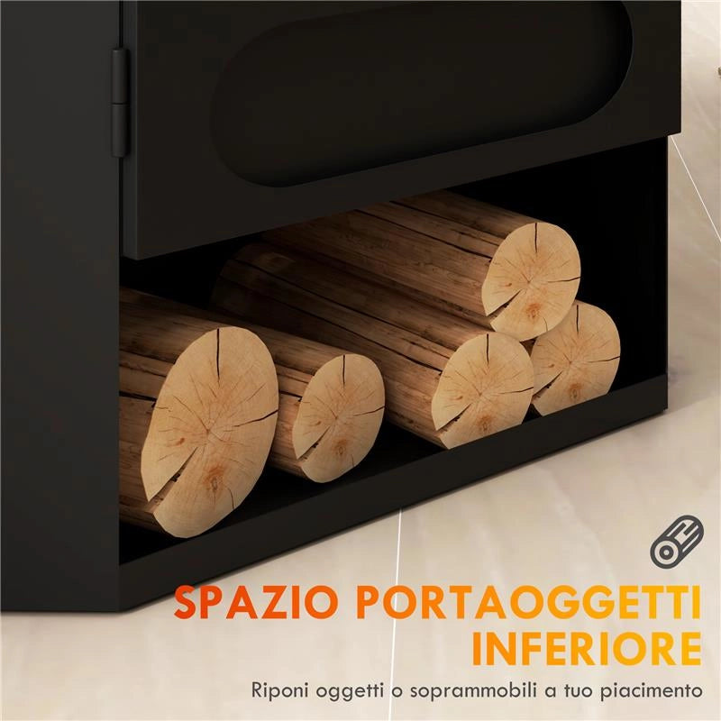 CAMINO A BIOETANOLO AUTOPORTANTE, BRUCIATORE DA 1.2L DURATA 3 ORE, AREA RISCALDATA 20-25 M¦, NERO