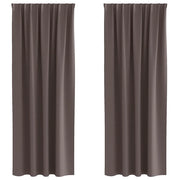 Tende Oscuranti | Tende Blackout con Anelli 2 pz Marrone Scuro 245 x 140 cm
