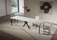 Consolle Allungabile 90-300x40x77 cm Saki Bianco Frassino Gambe Antracite