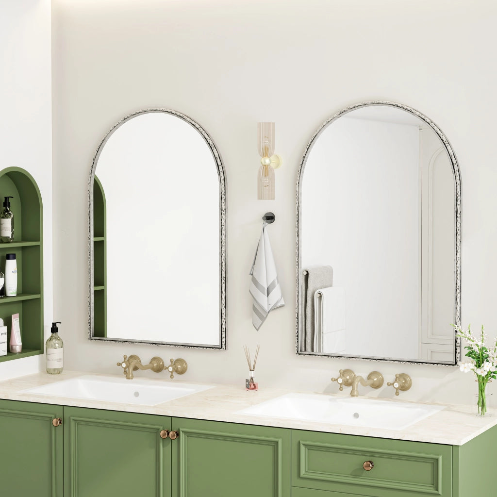 SPECCHIO ad arco 103,5x71,5x12 cm in vetro e ferro Argento