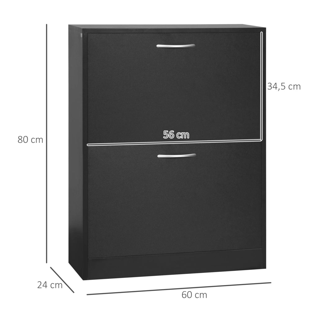 Scarpiera con 2 Cassetti e Ripiani Ajustabili ¨C Zephmum ¨C 60x24x80 cm Nero