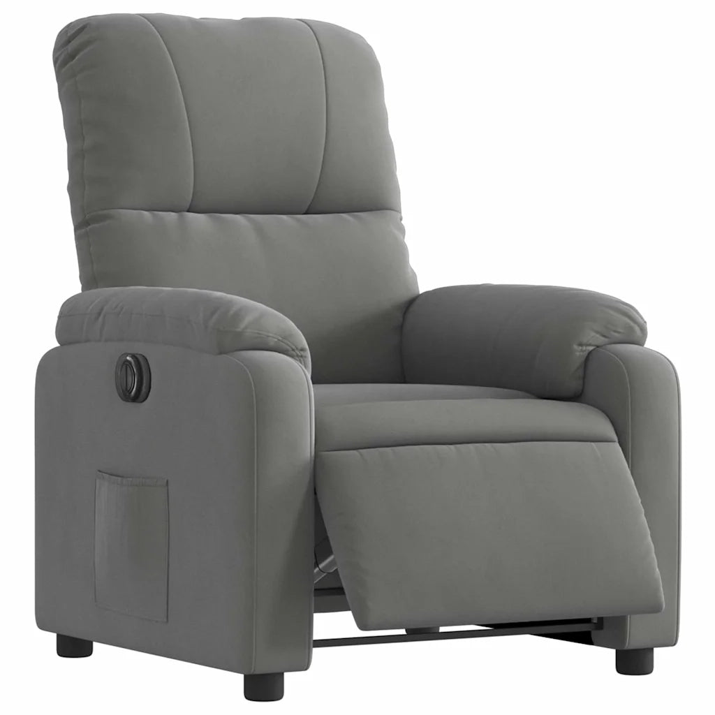 Divano Sedia-Poltrona Reclinabile Elettrica Grigio Scuro Tessuto Microfibra 616854