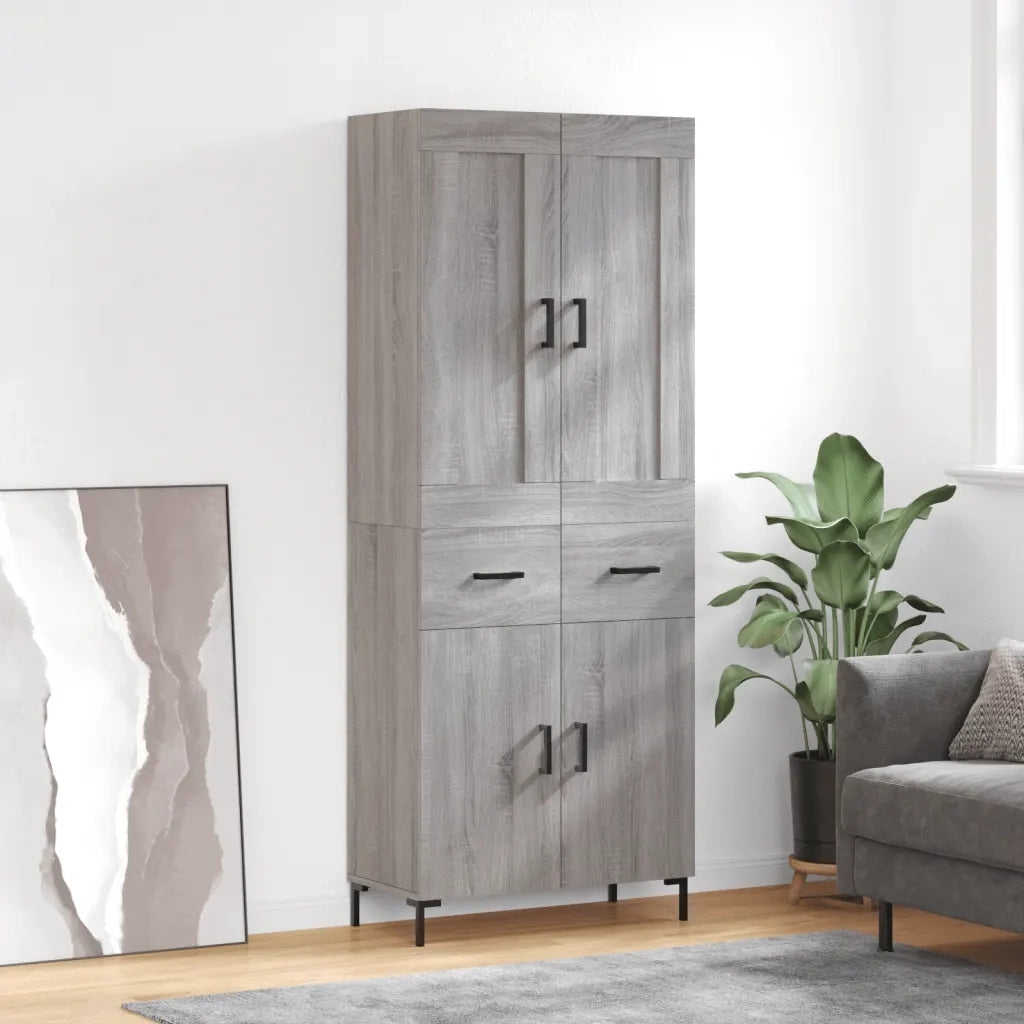 Credenza-Buffet-Armadio da cucina Grigio Sonoma 69,5x34x180 cm in Legno Multistrato 688221