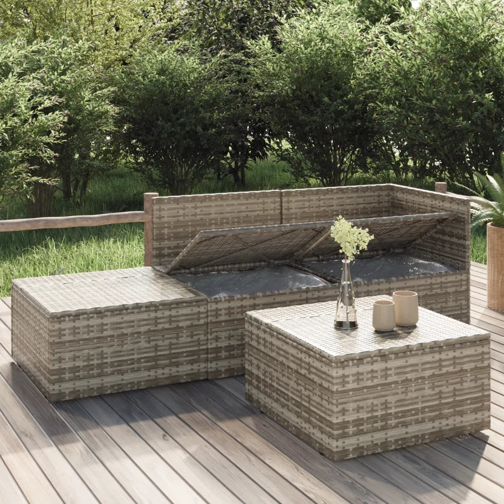 Set Divani da Giardino 4 pz con Cuscini in Polyrattan Grigio 318676