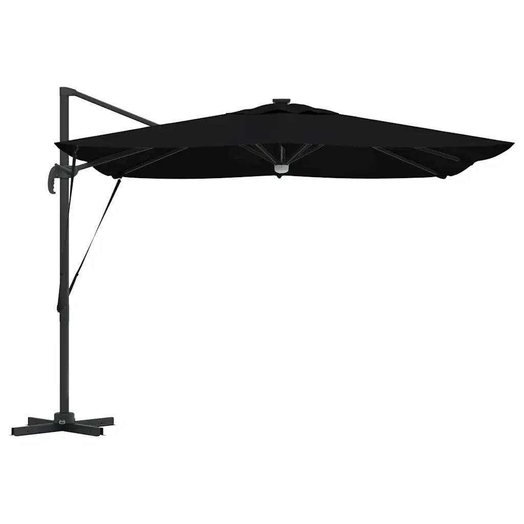 Parasole Roma-Ombrellone da giardino Nero 286 x 284 x 270 cm Alluminio e Poliestere