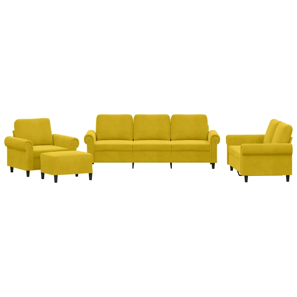 Set di Divani 4 pz con Cuscini giallo in Vellutocod mxl 107229