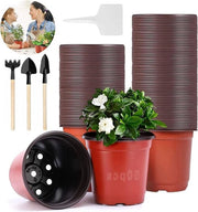 Set di vasi da fiori 15 cm - pacchetto da 50 pezzi per interni ed esterni - con etichette per piante e attrezzi da giardino