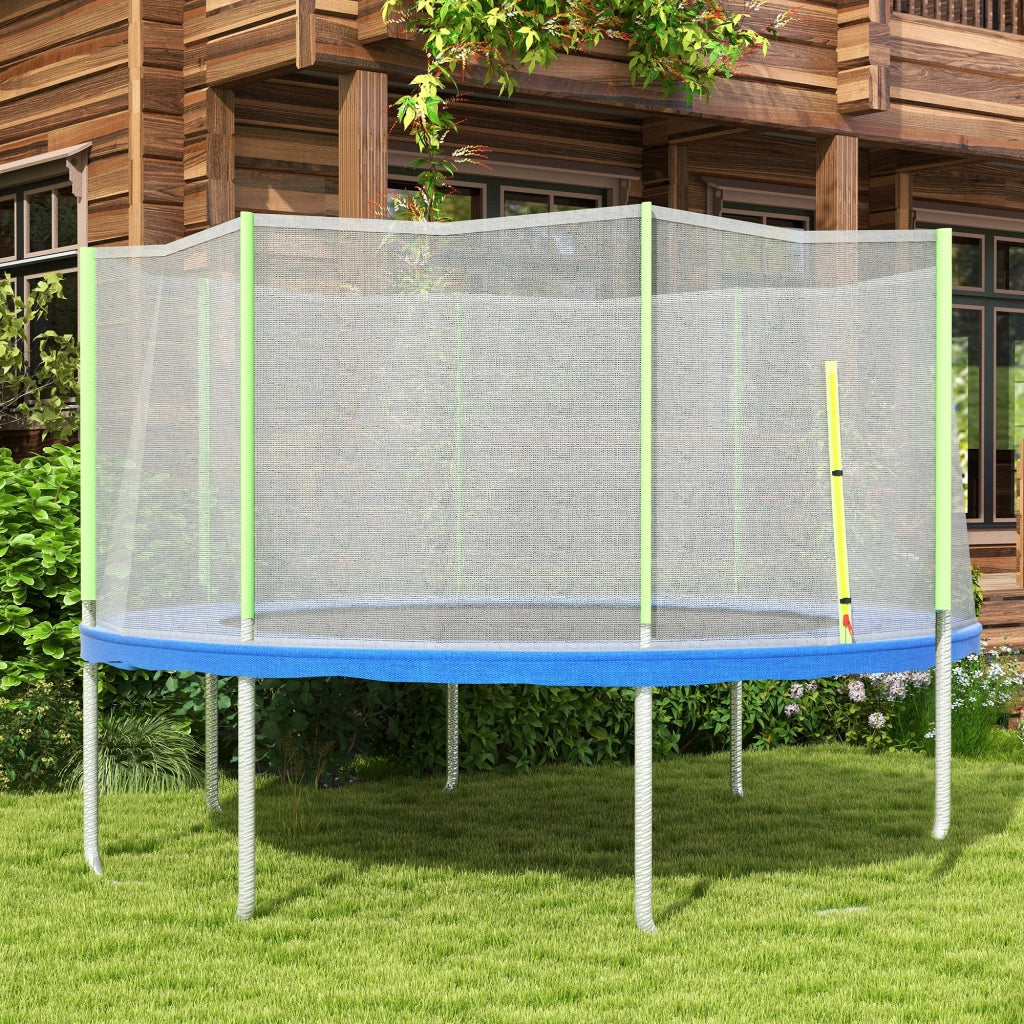 Rete di Protezione per Trampolino 8 Pali con Ingresso a Cerniera ¨C zephmum ¨C PE, Nero e Verde, ?366x180 cm