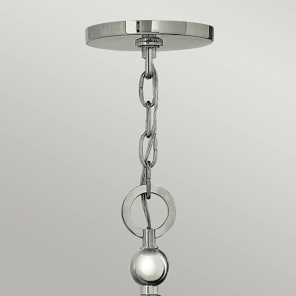 Lampadario Contemporaneo Zelda Acciaio Nichel Lucido Vetro 5 Luci E27