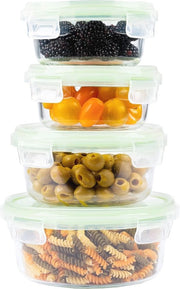 Set di Contenitori di Conservazione in Vetro per Cibo da 4 - Contenitori di Meal Prep Spaziali per Microonde e Congelatore