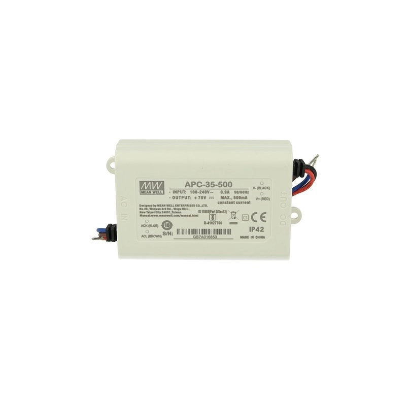 Led Driver CC MW MEAN WELL Serie APC Trasformatore Corrente Costante IP42 (500mA 25V-70VDC 35W)