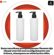 Dispensatore di pompa 2x250 ml - Navicella - Riciclabile - Per creme/lotion - Ecologico - Ideale per olio di massaggio - Fiala