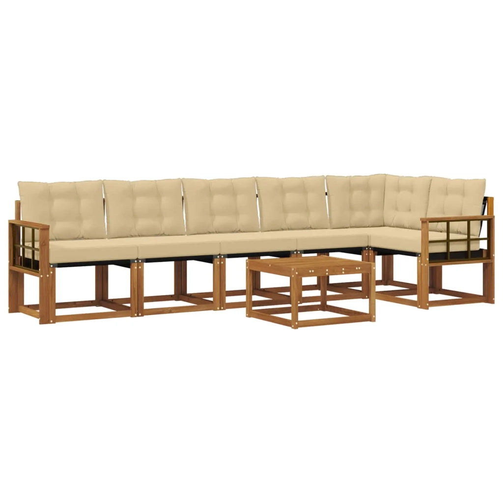 Set di divani da esterno con cuscino 7 pcs Naturale e Beige