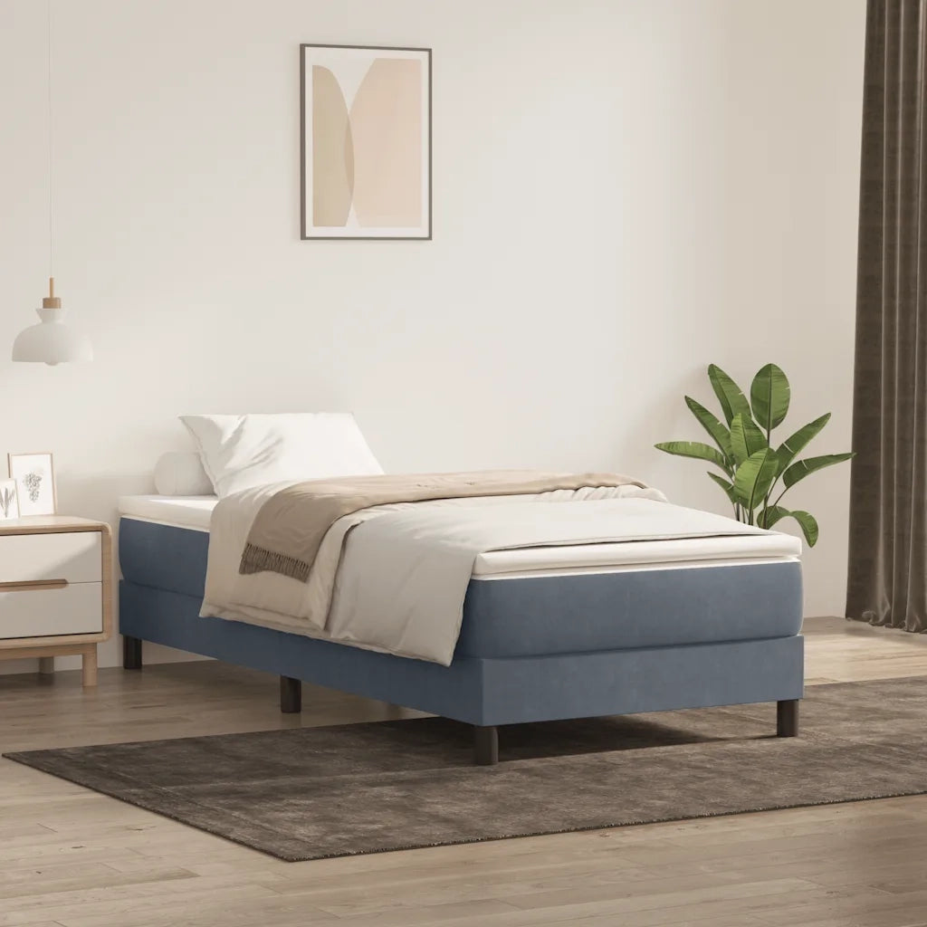 Letto a Molle senza Materasso Grigio Scuro 90x220 cm Velluto 3315856