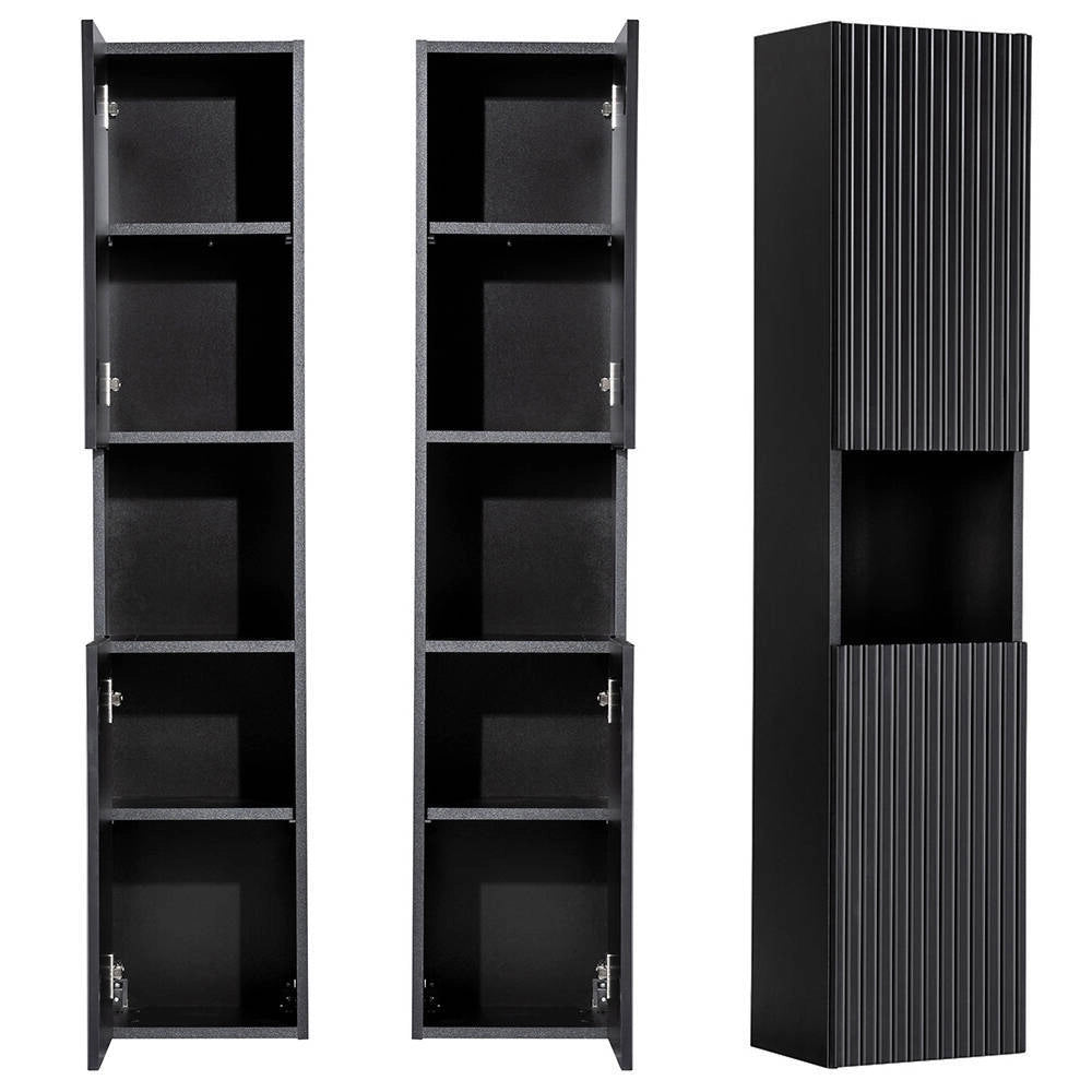 Mobile a Colonna Pensile da Bagno NEWPORT 140x30x25 cm - Nero [en.casa]