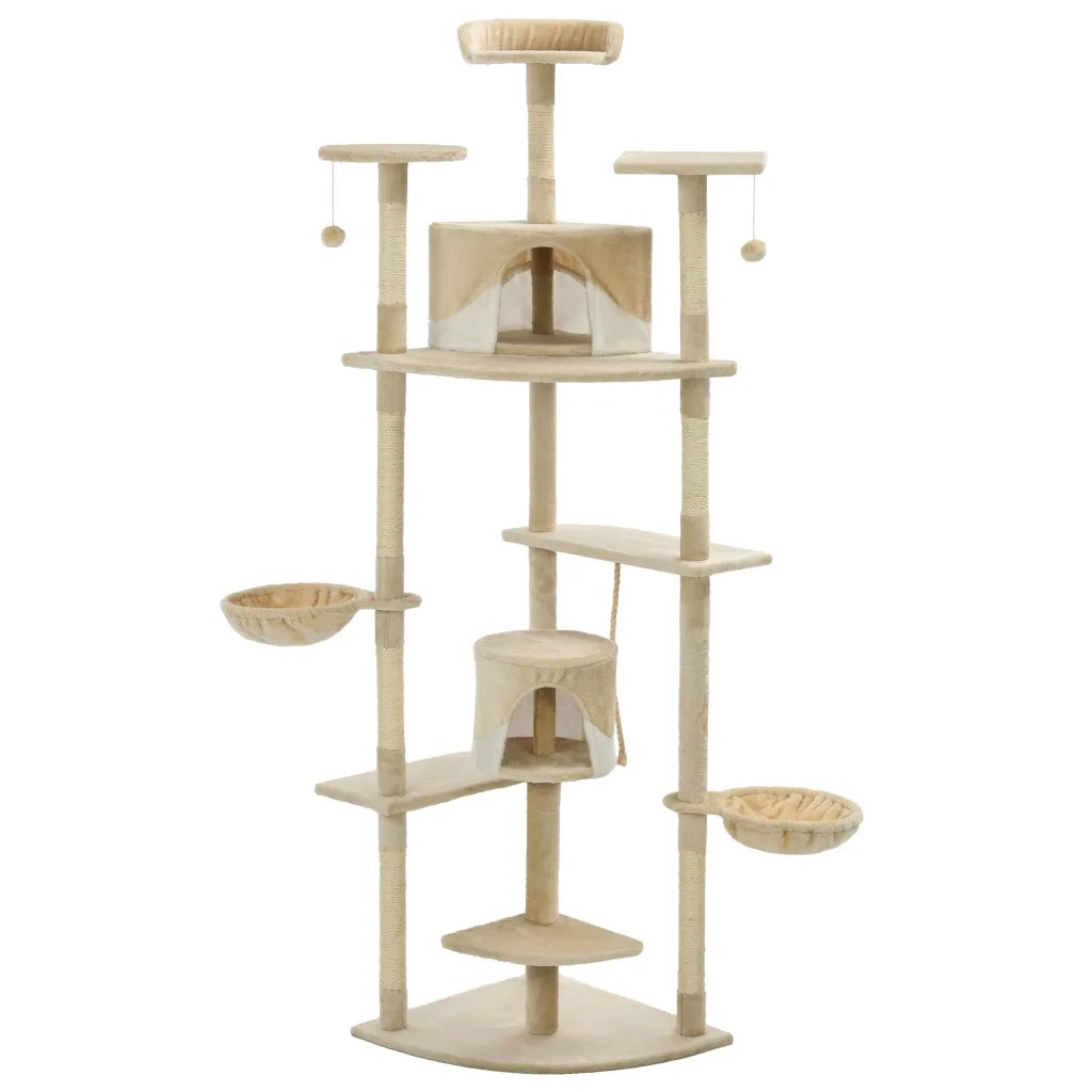 Albero per Gatti e Tiragraffi in Sisal 203 cm Beige e Bianco CFW5279234