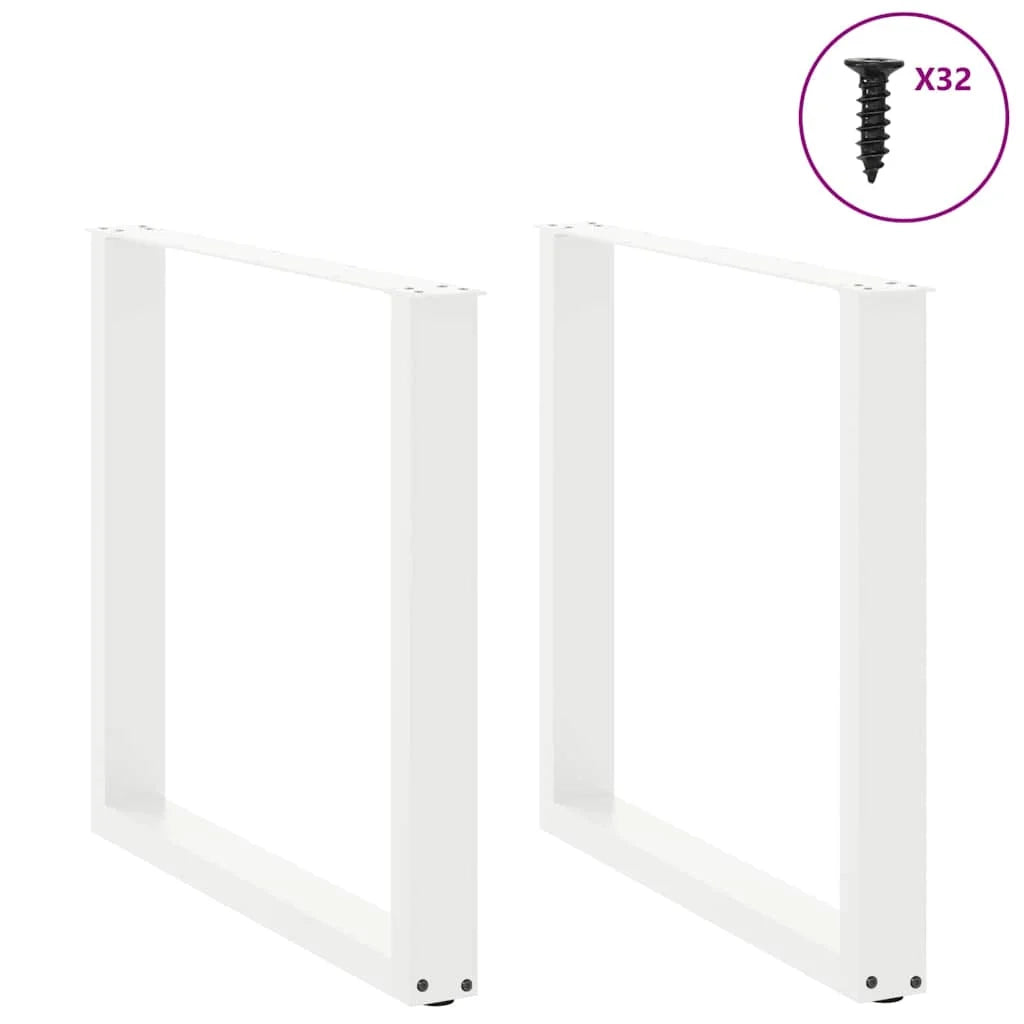 Set di 2 gambe per tavolo da pranzo a forma di U con piedini regolabili 90 x 72-73 cm stile moderno acciaio bianco 02_0057433