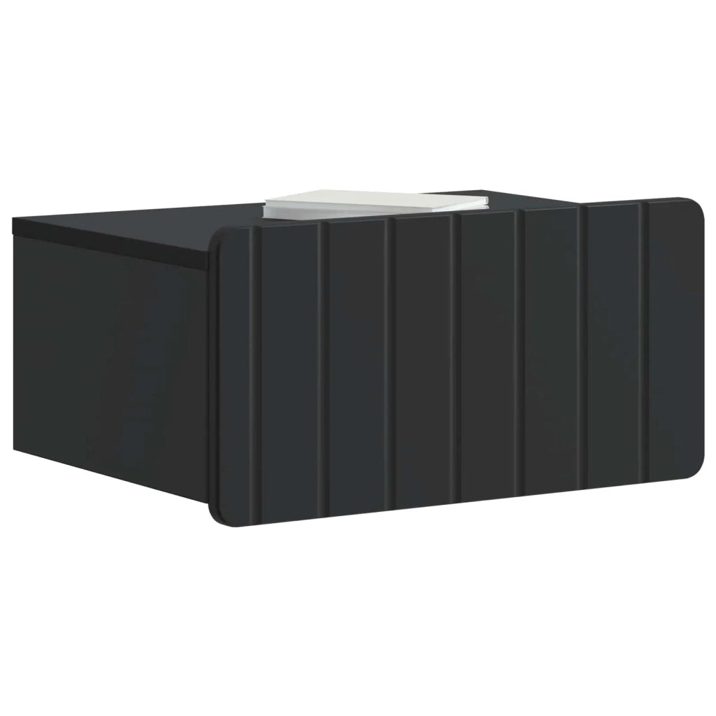 Mobiletto da notte a muro con cassetto Nero 49 x 34,5 x 24 cm