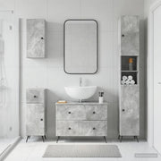 Set di Mobili da Bagno da 4 Pezzi BREDA Grigio Cemento 3417966
