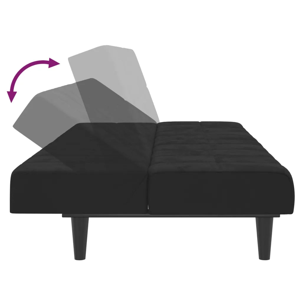 Divano Letto a 2 Posti Nero in Velluto 375844