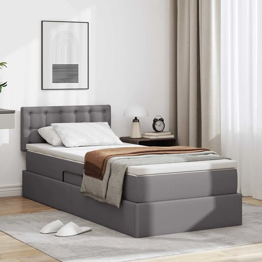 Letto con contenitore e materasso Grigio 100 x 200 cm