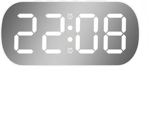 Alarme digitale con funzione di rilevamento temperatura, data, modalità notturna, cinque livelli di luminosità, due allarmi e funzione di pausa (illuminazione a LED bianca).