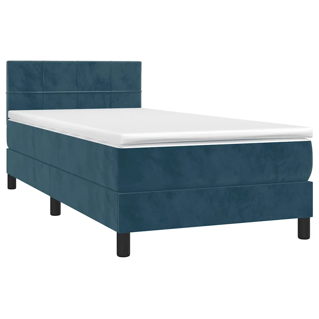 Giroletto a Molle con Materasso Blu Scuro 90x190 cm in Velluto 3141279
