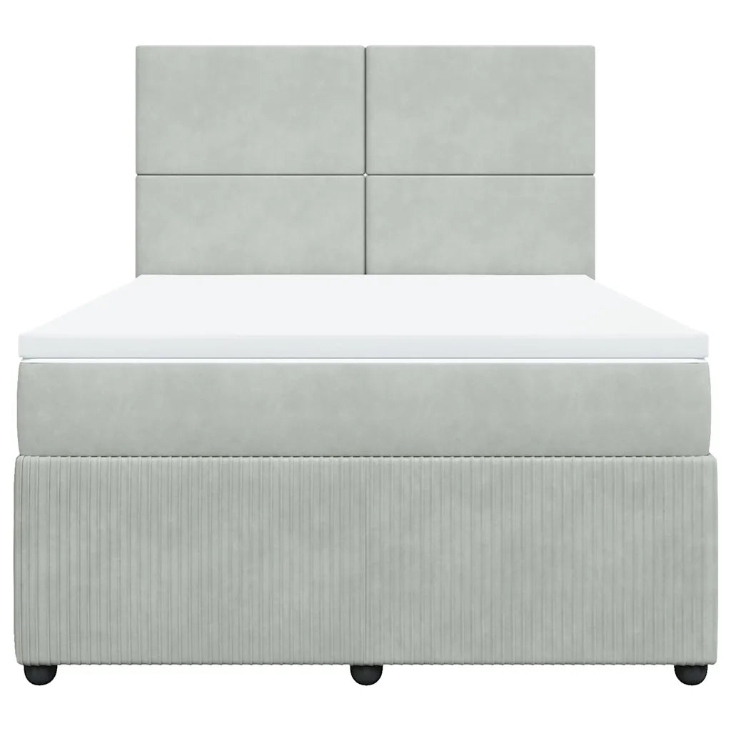 Giroletto a Molle con Materasso Grigio Chiaro 140x190cm Velluto