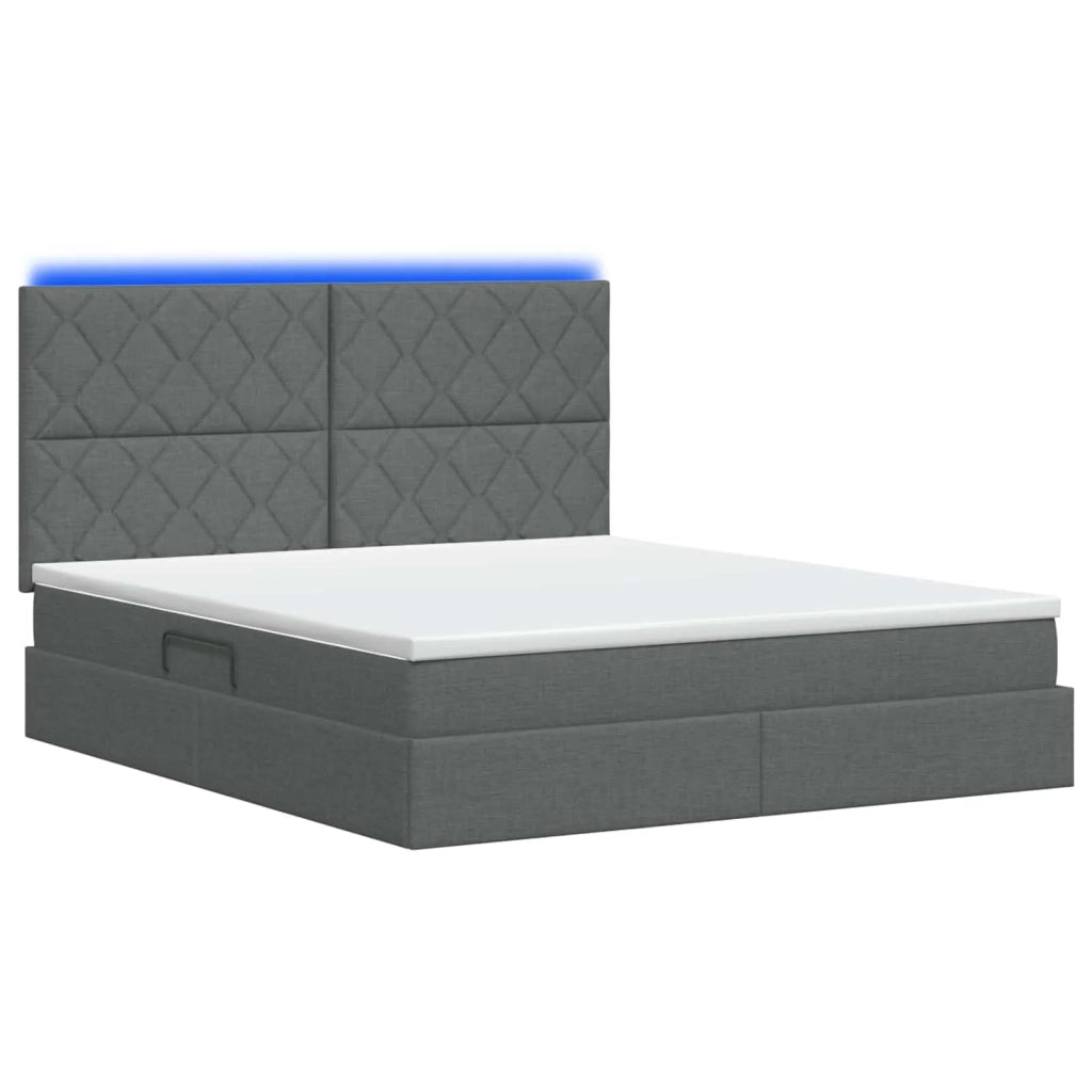 Letto con contenitore LED e materasso Grigio Scuro 180 x 200 cm 3460024