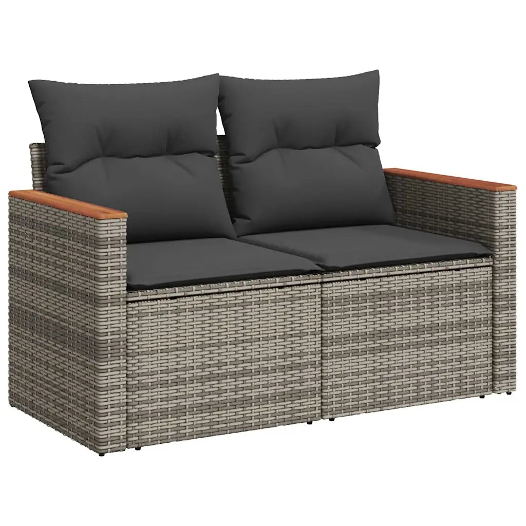 Set Divano da Giardino 9 pz con Cuscini Grigio in Polyrattan 3226158