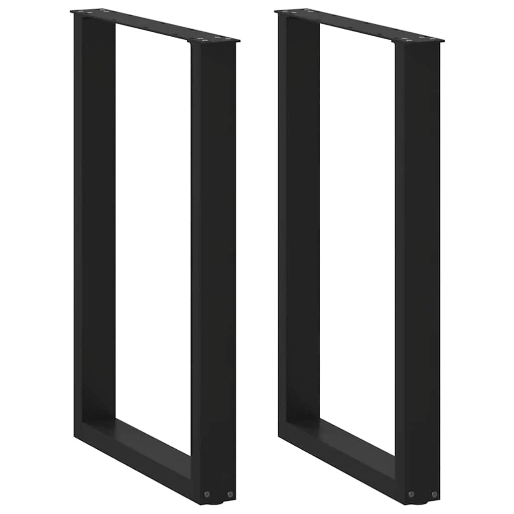 Set di 2 gambe per tavolo da bar a forma di U 60 x 90-91 cm design moderno con pratici piedini livellatori acciaio nero 02_0057464